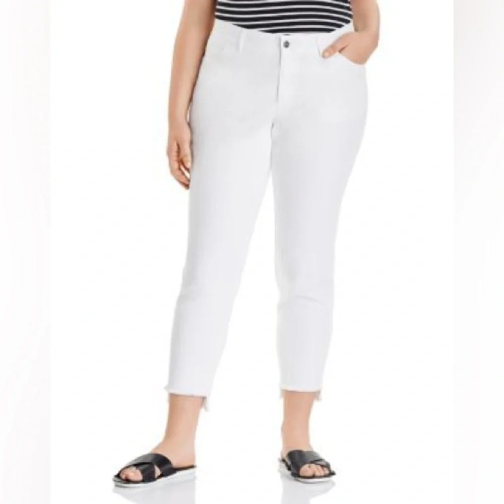 Lafayette 148 Mercer White Denim Frayed Step Hem Ankle Jeans Size 4